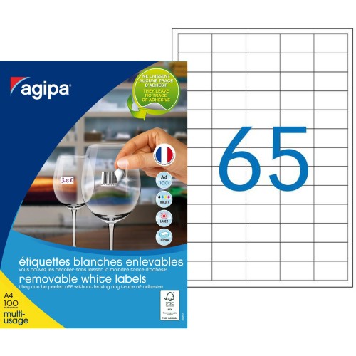 Étiquettes enlevables 38 x 21,2 mm (réf 128990)